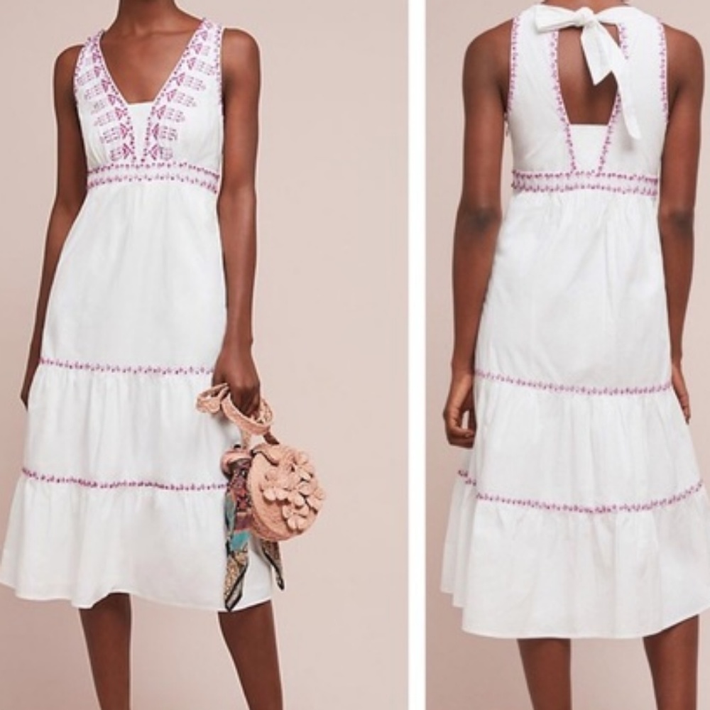 NEW Anthropologie Selena Embroidered Swing Dress